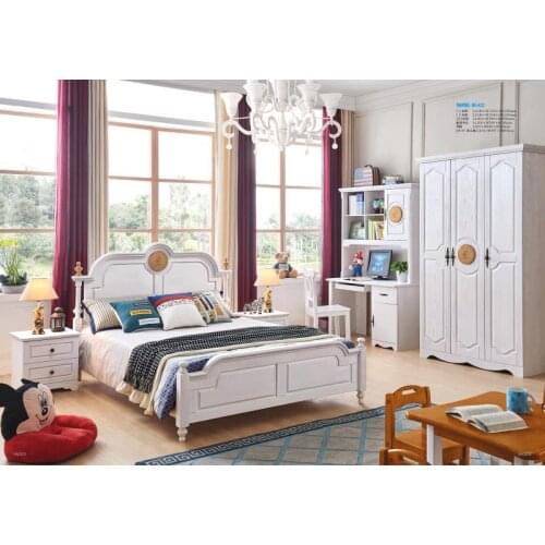JLMF822 Ash solid wood children bedroom furniture set health Environmentally friendly children bed wardrobe desk bedside table