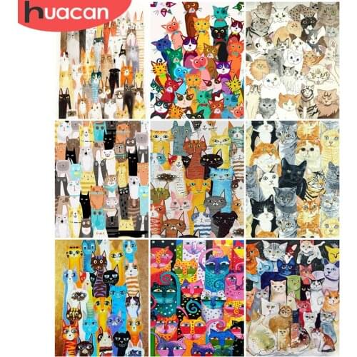 HUACAN Paint By Numbers Cat DIY frame Acrylic On Canvas Wall Art Picture By Numbers Animal Unique Gift For Living Room