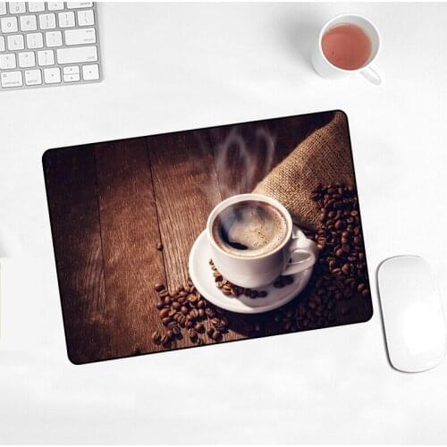 Coffee Picture Small Size New Mouse Pad Gamer Natural Rubber Lovely Kawaii Art Carpet Office Decoration Mouse Mat Skipoem