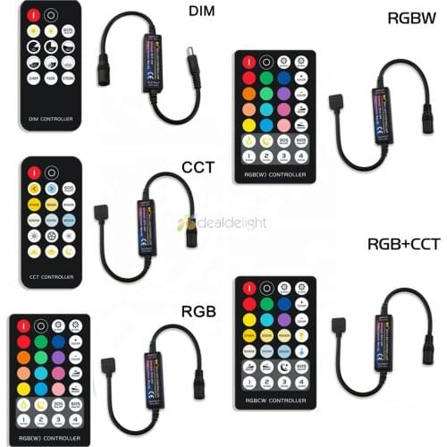 LED Strip Controller with RF Wireless Remote DC5-24V 6A for Single Color Dual White RGB RGBW RGB+CCT Strip Light controller