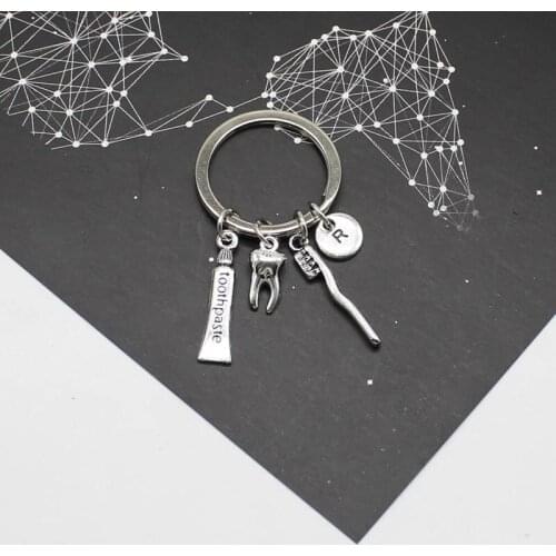 Creative Keychain Toothbrush Letter Keychain Dentist Nurse Care Attractive Dental Home Accessories