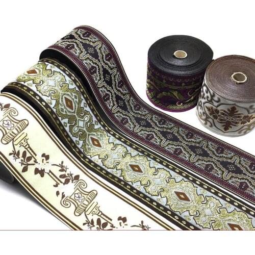 27Yards/roll 9CM Embroidery National Style Ribbon Flower Woven Jacquard Ribbon DIY Sewing Material Curtain Carpet Accessories