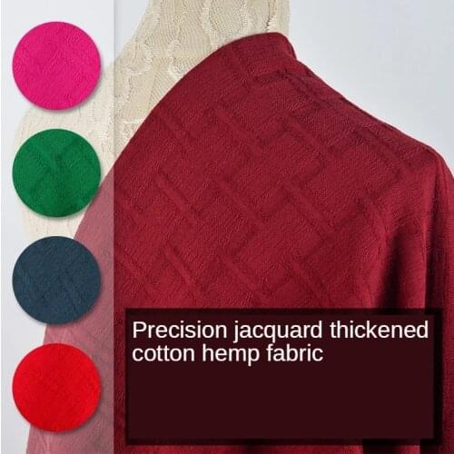 Linen pleated fabric Autumn and winter thickened pleated cotton linen jacquard dress clothing pants fabric sewing green DIY