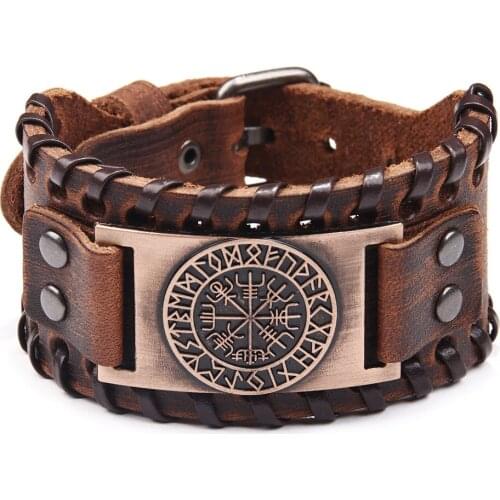 Fashion for Man Viking Pirate Bracelet Vintage Compass Mens Wide Leather Bracelet One Product Dropshipping