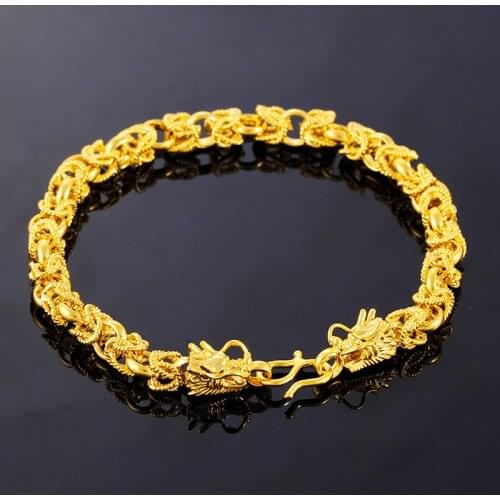 Fashion 24K Gold Dragon Charm couple Bracelets for Women Bracelets & Bangles Men Pulseira Halloween Jewelry Accessories Gifts
