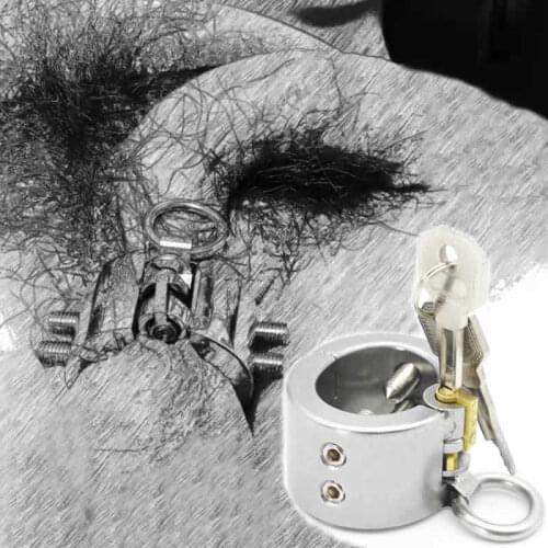 Stainless Steel Penis Cock Ring Pendant Ball Male Chastity Device Time Delay Scrotal Scrotum Stretcher Sex Toys for Men