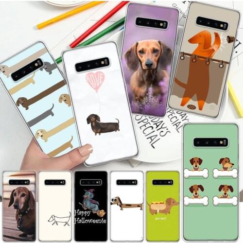 Dachshund Silhouette Puppies Dog Soft Cover Phone Case For Samsung Galaxy S10 S21 S20 FE S9 S8 S7 Note 10 9 8 Plus Ultra Lite J4