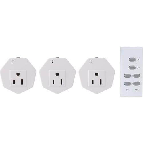 Wireless Remote Socket Set Smart Electrical Outlet Light Socket US standard （3 Electrical Outlets + 1 Remote