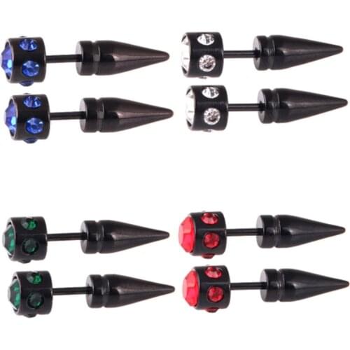New Arrival Stainless Steel blue red crystal spike Stud Earring Helix Ear Stud women men punk ear Piercings Fashion Jewelry