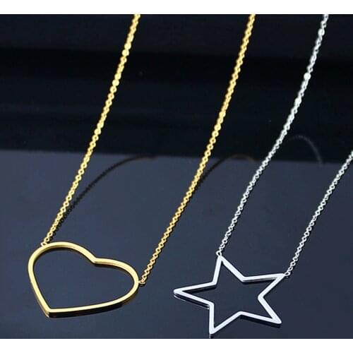 Stainless steel chain necklace best friend star heart necklace pendant ladies necklace gold chocker necklace jewelry accessories