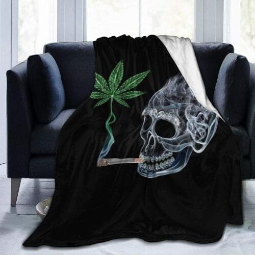 Throw Blankets Pot Leaf Skull Smoking Throw Blankets Plush Super Soft Warm Lightweight Blanket Microfiber