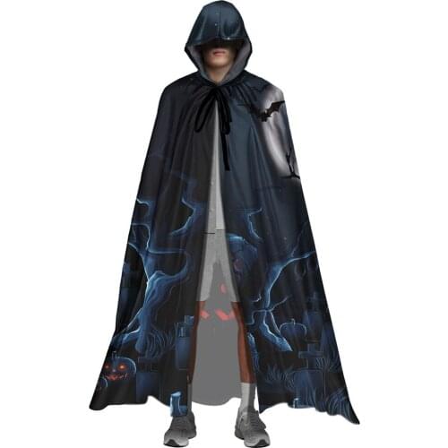 Adult Full Length Hooded Cloak Halloween Christmas Gothic Scary Pumpkin Brand Design Vampire Witch Robes Cape Cosplay Costumes