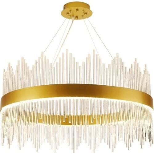 Postmodern living room crystal pendant light personality restaurant bedroom luxury designer round gold pendant lamps WF1018530
