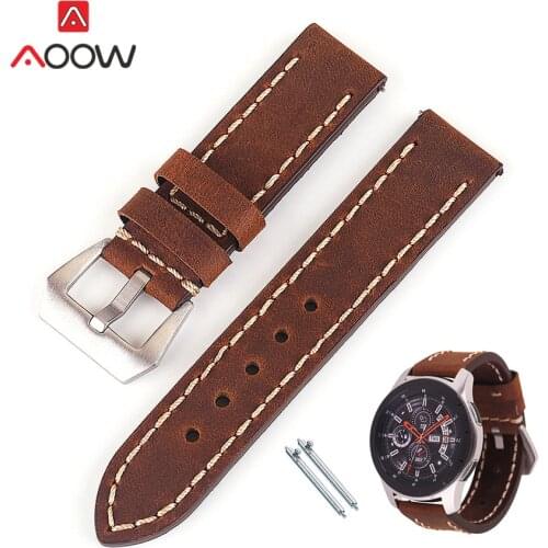 20mm 22mm 24mm Genuine Leather Crazy Horse Strap Quick Release Men Replacement Bracelet Watch Band for Samsung Huawei Panerai