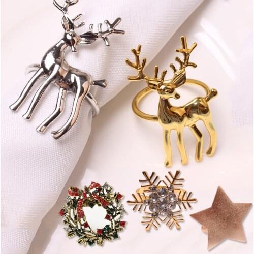 Christmas Alloy Napkin Buckle New Creative Xmas Tree Santa Claus ELK Decor Napkin Ring Home Cute Xmas Party Dinner Napkin Ring