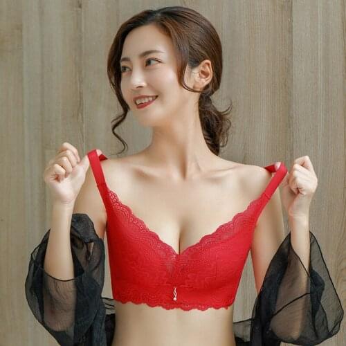 Sexy Plus Size Breastless Underwear Lace Bra No Steel Ring Plus Size Bra Womens Big Push-up Underwear