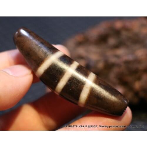 Power Energy Tibetan Old Agate Nirvana 9 Phoenix Eye Long dZi Bead Amulet AAA ZY Timestown UPD22