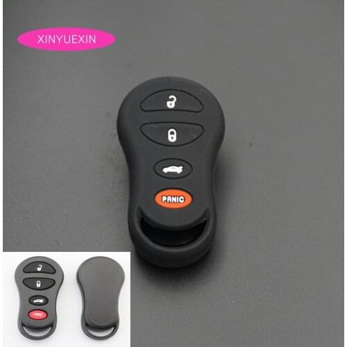 Xinyuexin Silicone Rubber Car Key Cover Case For Jeep Cherokee Dodge Neon Stratus Chrysler 4 Buttons Remote Key Car Styling