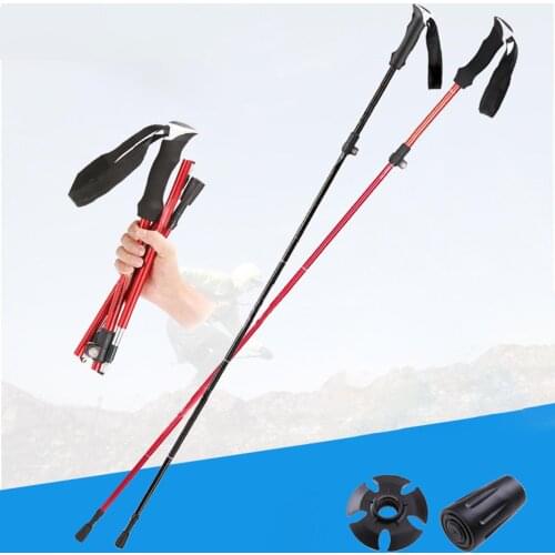 Outdoor Sport Climbing 5 Section Folding Walk Stick Aluminum Alloy Trekking Pole Outdoor Sports Accessories