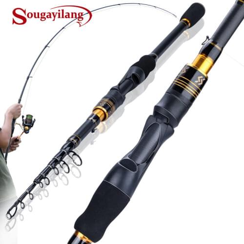 Sougayilang 1.8M 2.1M Telescopic Fishing Rod Carbon Fiber Spinning /Casting Fishing Rod Travel Carp Fishing Pole Tackle Pesca