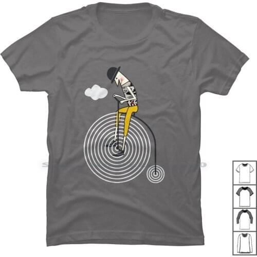 Bike Circus T Shirt 100% Cotton Mountain Bike Unicycle Bicycle Cyclist Circus Mental Lover Cycle Cloud Cling Over Loud