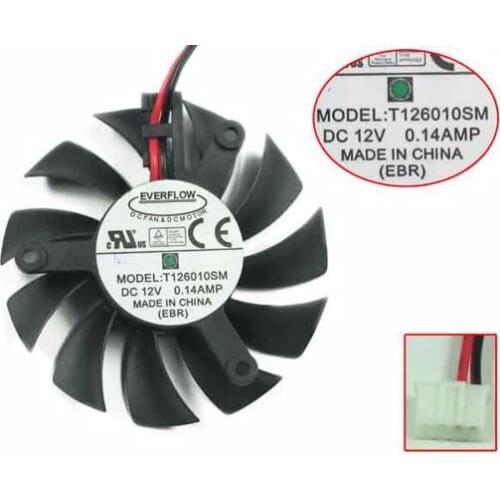 Everflow T126010SM Server Cooling Fan DC 12V 0.14A 55mm Dia.39mm 2-wire