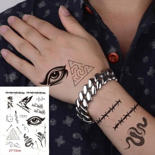 Waterproof Temporary Tattoo Sticker Eye Swallow Snake Flash Tattos Bull Head Lion Feather Body Art Arm Fake Tatoo for Women Men