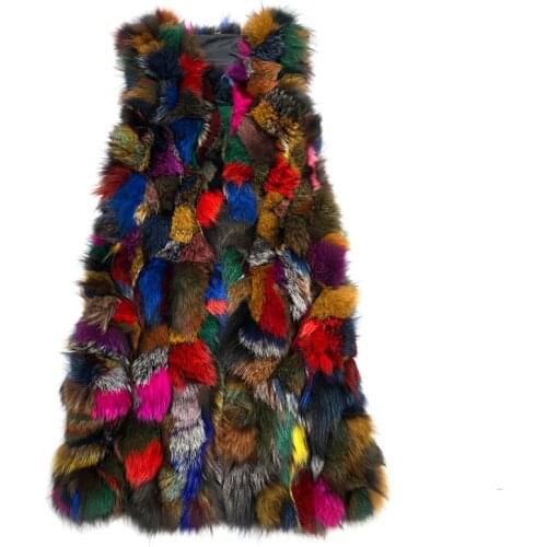 2019 New Real Fox fur Women Vest Leather Fashion Luxury Thick Warm Coat Jacket Solid Color Fur Vests Women Coats