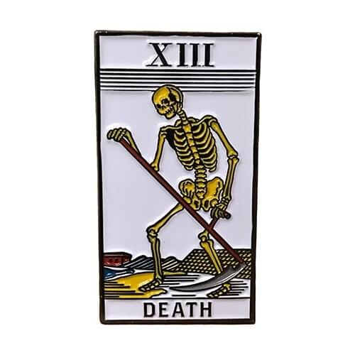 Death tarot lapel pin Gothic Halloween divination accessory