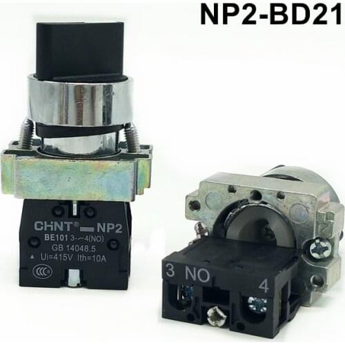 1pcs CHINT Pushbutton Switch NP2 series 2 positions Selector Switch NP2-BD21 1NO NP2-BD22 1NC NP2-BD23 2NO NP2-BD25 1NO 1NC