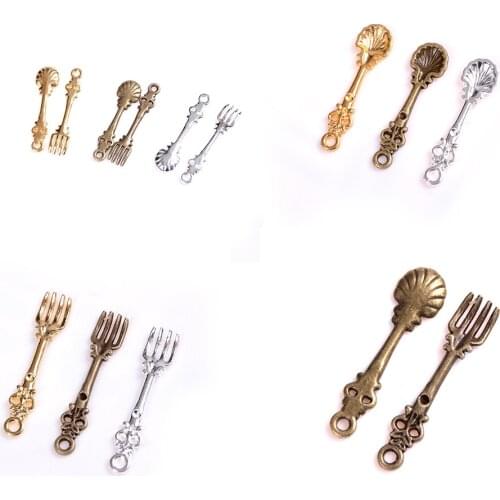 10PCS/set Mini Vintage Dollhouse Miniatures Tableware Cutlery Gold Silver Knife Fork Spoon Childrens Toy Doll House Decor