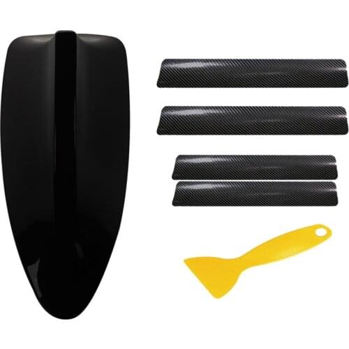 1x AM/FM Radio Shark Fin Antenna Signal for Nissan TIIDA X-TRAIL Qashqai & 4X Car Door Plate Sill Scuff Cover Sticker
