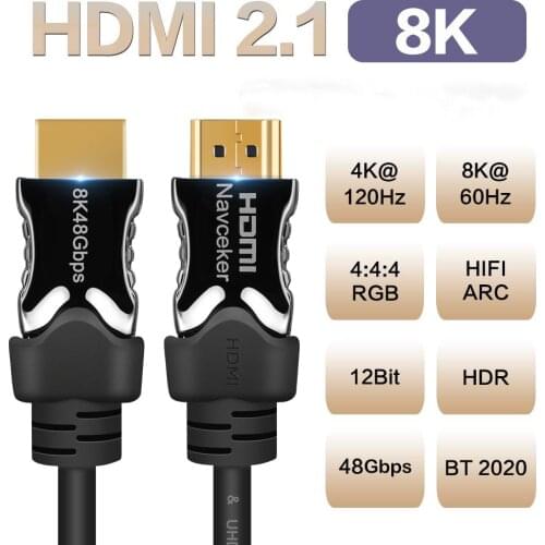 2020 Real 48Gbps HDMI 2.1 Cable UHD 8K HDMI 2.1 Cable Dolby HDR Ultra-HD 2.1 HDMI Cables 1M 2M RGB 4:4:4 Cabo HDMI 2.1 Splitter