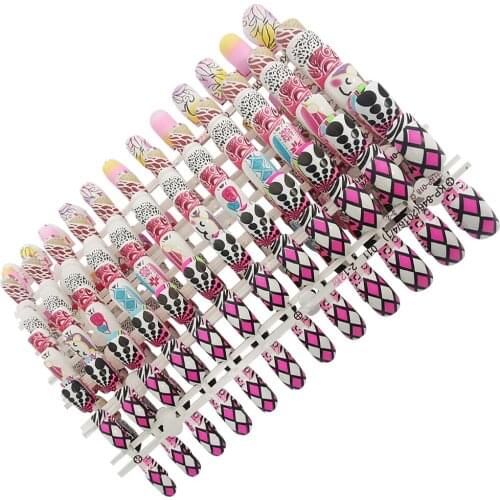 24pcs Full Short Round Nail Tips Soft R Oval Head Fake Nails Acrylic False Nail Art Salon Tips Flower