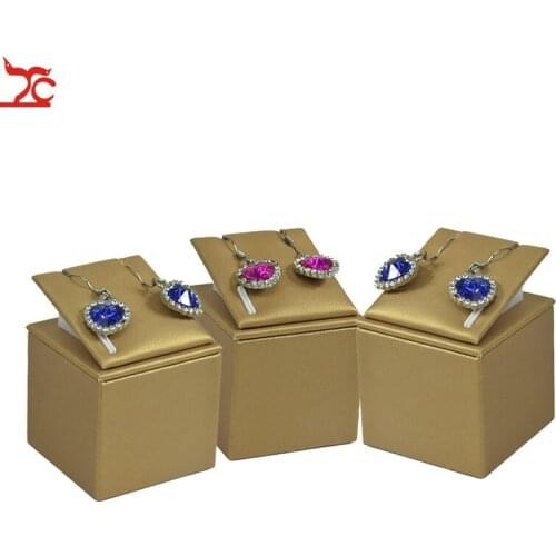 3pcs/lot Earring Ear Studs Jewelry Showcase Gold PU Jewelry Display Stand Stud Organizer Holder Stand 3pcs/lot