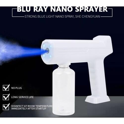 300ML Portable Electric Sanitizer Sprayer Blue Light Rechargeable Nano Steam Water Spray Gun Home Disinfection Machine Atomizer