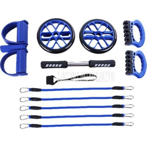 5 Function in 1 Abdominal AB Roller Puller Band Push-up Rack Foot Puller Band Fitness Equipment Combination Resistance Band