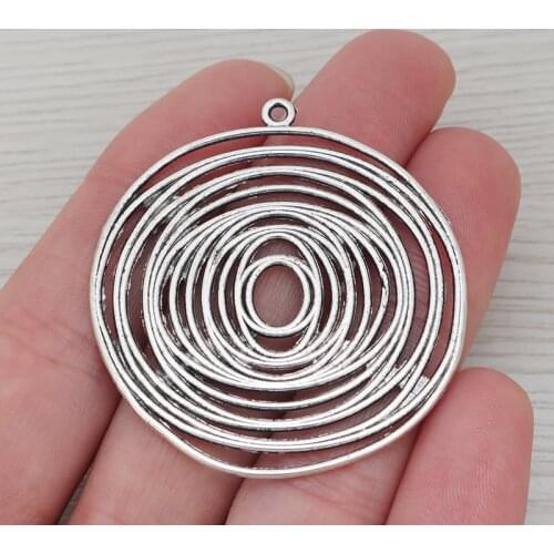 5 x Tibetan Silver Large Eddy Swirl Spiral Vortex Charms Pendants For Necklace Jewelry Making Findings 48x45mm
