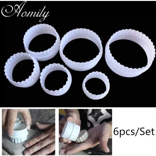 Aomily 6Pcs Cake Molds Round Embossing Cutting Mould Cookie Baking Pastry Chocolate Candy Jelly Fondant Mold Kitchen Baking Tool