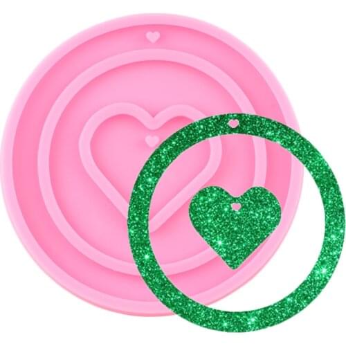 Shiny Glossy Heart Shape Keychains Silicone Mold DIY Handmade Charms Mould Fashion Jewelry Polymer Clay Pendant Moulds