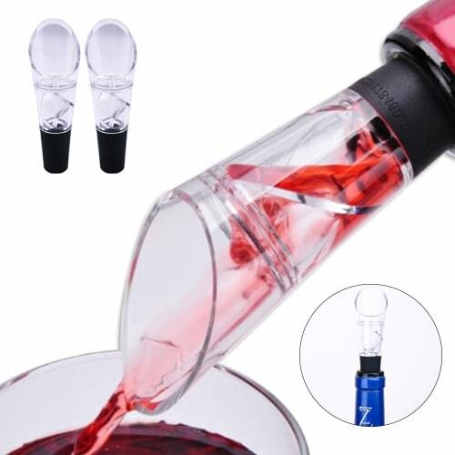 2pcs Quick Decanter White Red Wine Bottle Drop Stop Top Stopper Dumping Funnel Aerator Pourer Premium Aerating Decanter Spout