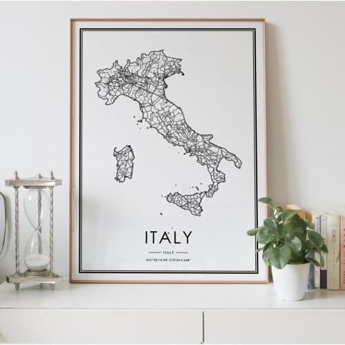 Italy Country Road map Nordic Living Room Decoration Canvas Poster Modern Home Decor Art Print Painting