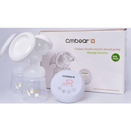 Electric Double Breast Pump Kit with 2 Milk Bottles USB Powerful Breast Massager Milk Extractor