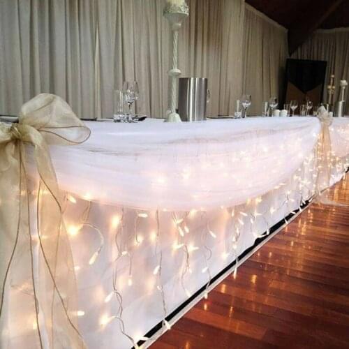 10M Elegant White Wedding Party Aisle Runner Rug Organza Fabric Bolt Sheer Table Swag DIY Event Stairs Bow Decoration