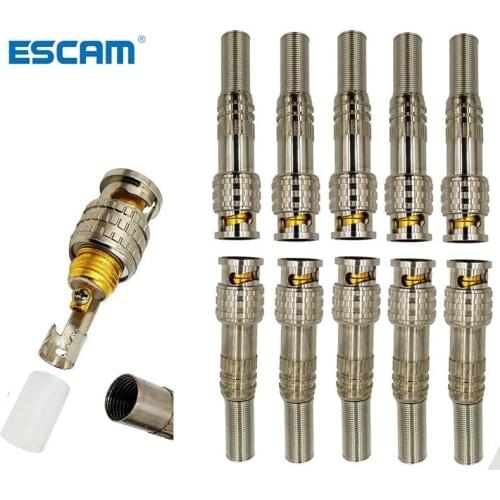 ESCAM 10pcs male solderless BNC connector for security cctv camera system