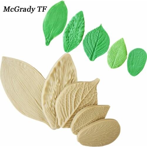 Facemile 5pcs/Set Leaf Veiner Silicone Mold Fondant Mold Silicon For Cake Decorating Tools Silicone 3D Mold Cake Mold