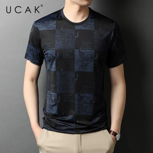 UCAK Brand Classic O-Neck Striped T Shirt Men Clothes Summer New Fashion Style Tops Streetwear Casual Soft Tshirts Homme U5467