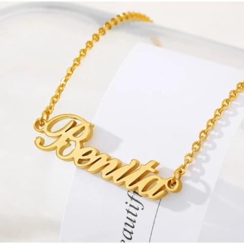 Customized DIY Name Letter Pendant Necklace Personalized Stainless Steel Nameplate Jewelry for Women Gold Initial Necklaces