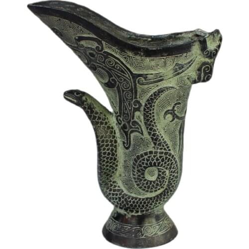 China old Bronze statue Snake type Wine Glass copper statue