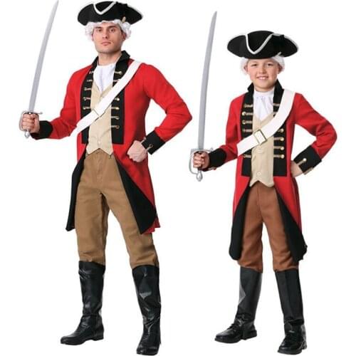 Halloween Costume Party Adult Children European British Military Officer Captain Cosplay Costume